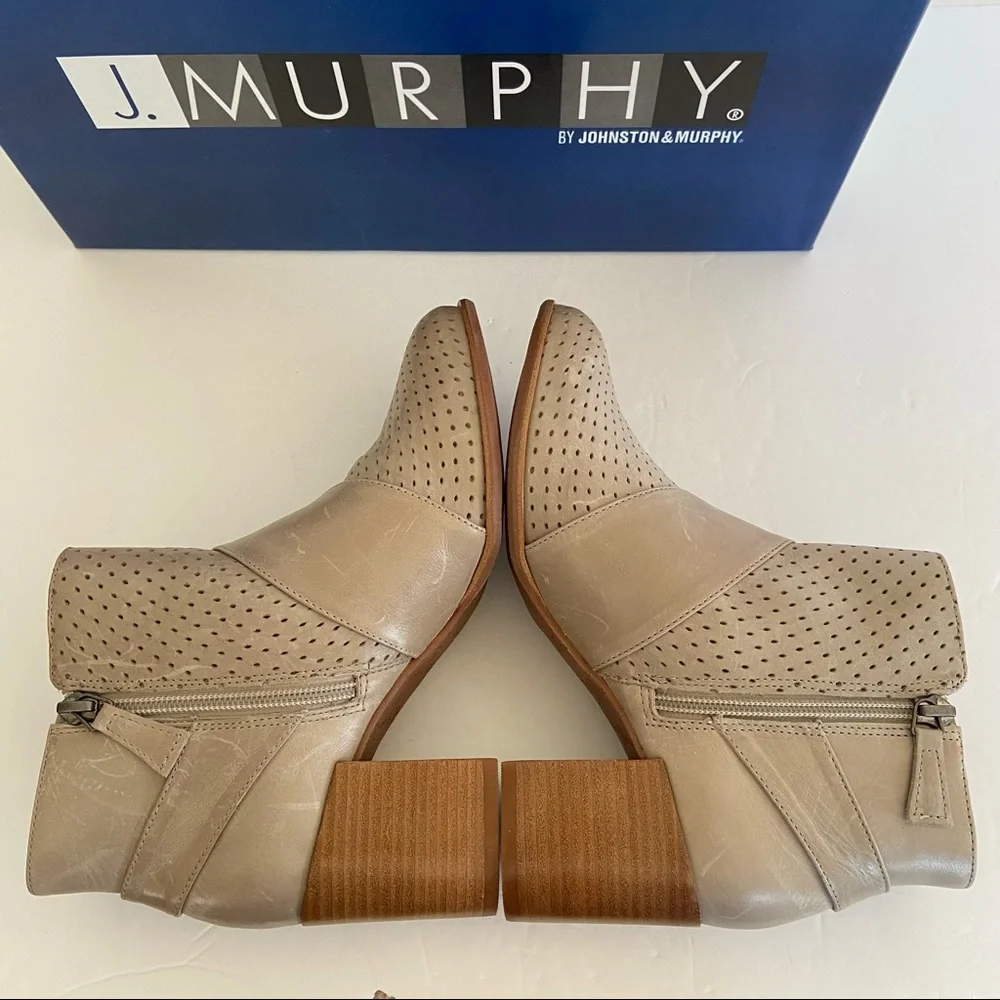 Johnston & Murphy Side Zip Stacked Heel Ankle Boots